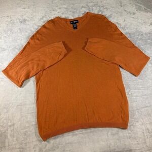 Y2K Banana Republic V-Neck Knit Sweater | Burnt Orange | Medium